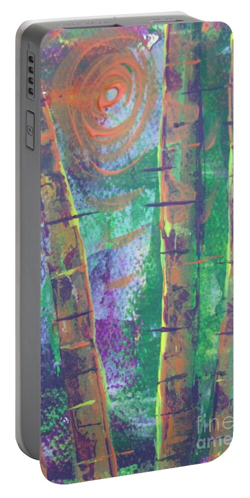 Land Portable Battery Charger featuring the painting Birch 7 by Jacqueline Athmann