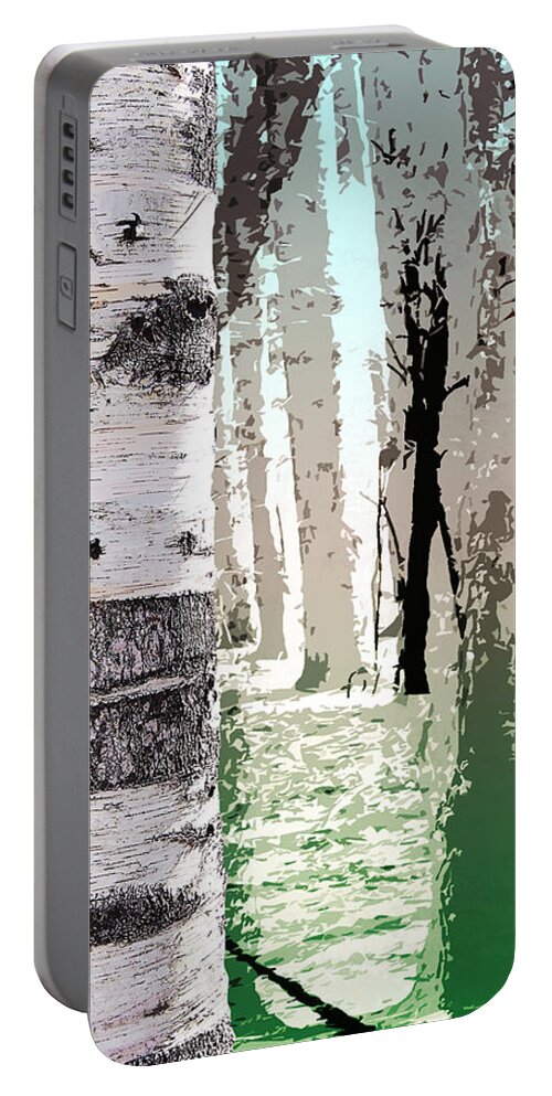 Photography Portable Battery Charger featuring the digital art Birch Forest by Phil Perkins