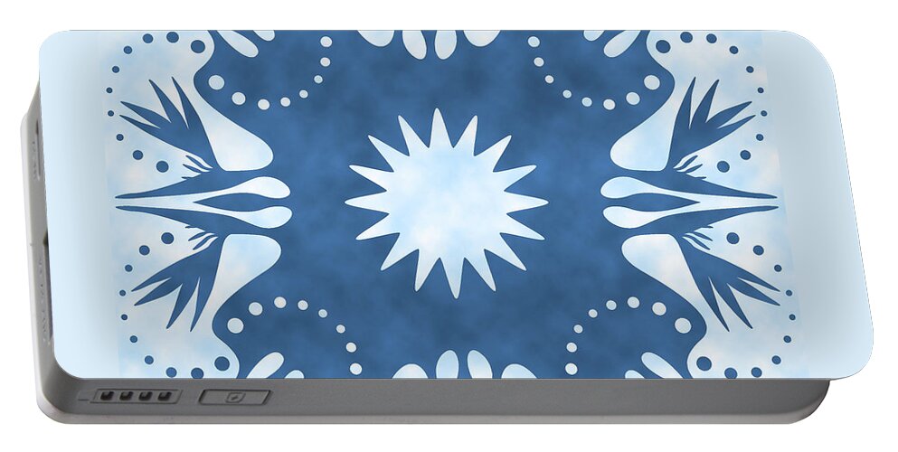 Hawaiian Quilt Portable Battery Charger featuring the digital art Bird of Paradise Hawaiian Quilt Block by Alison Stein