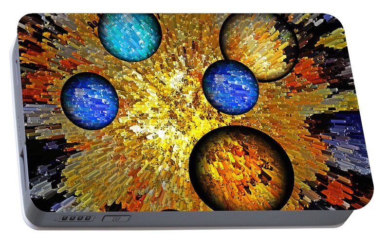 Abstract Portable Battery Charger featuring the digital art Birth of Time by Lynda Lehmann