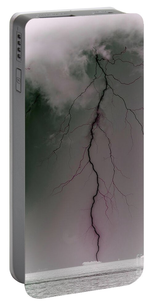 Lightning Portable Battery Charger featuring the photograph Black Lightning by Stephen Whalen