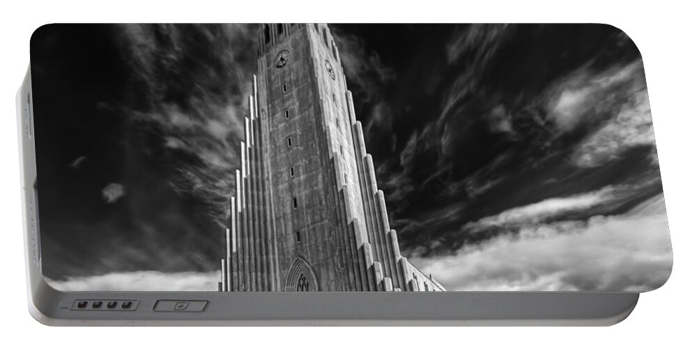 Hallgr�mskirkja Portable Battery Charger featuring the photograph Blessed Be by Evelina Kremsdorf