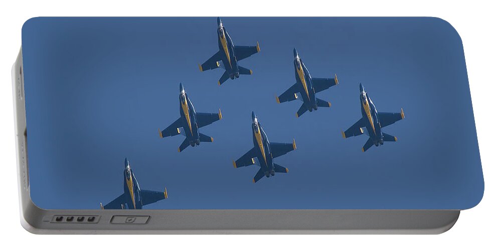 Airshow Portable Battery Charger featuring the photograph Blue Angel Team by Sue Karski