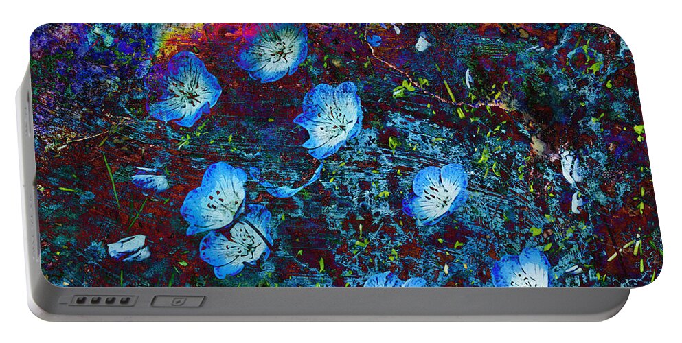 Abstract Portable Battery Charger featuring the photograph Blue Floral Abstract by Phyllis Denton