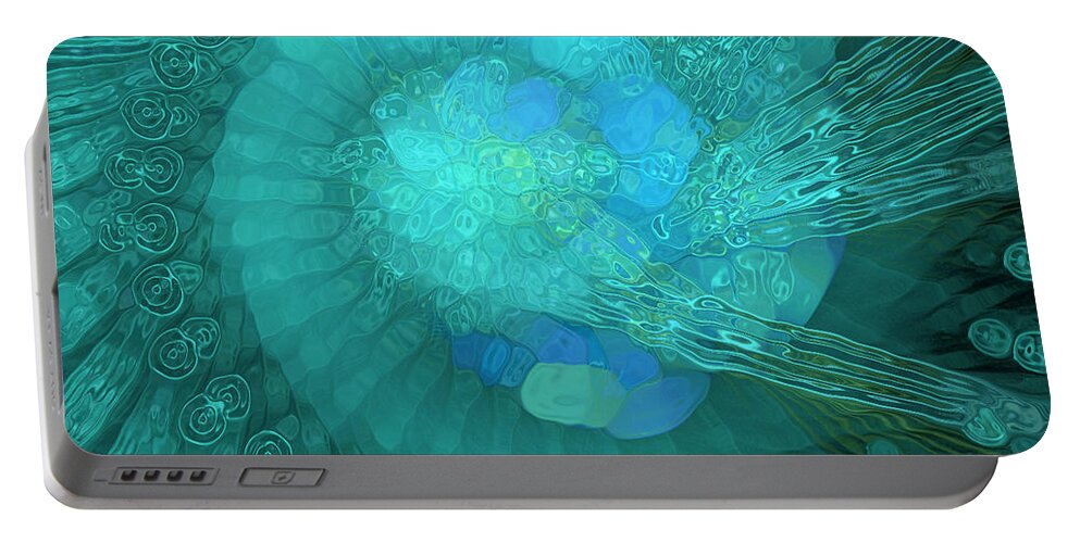 Digital Art Portable Battery Charger featuring the digital art Blue Spiral by Amanda Moore