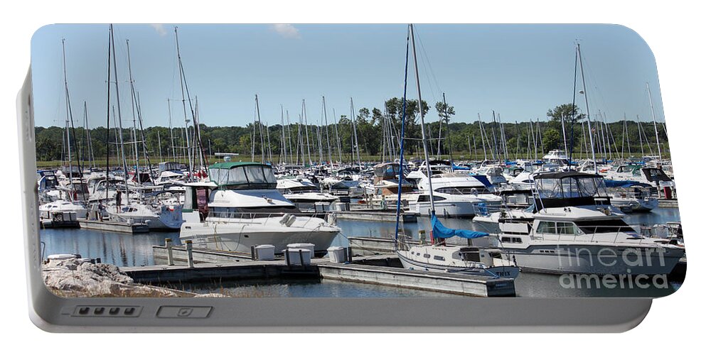 Boats Portable Battery Charger featuring the photograph Boats at Winthrop Harbor by Debbie Hart