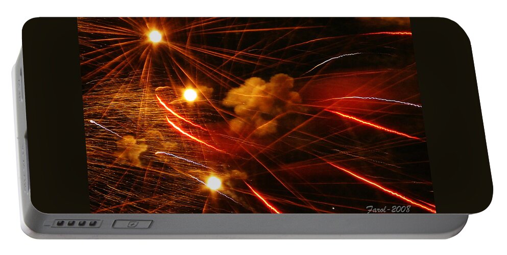 Fireworks Portable Battery Charger featuring the photograph Bombs Bursting in Air by Farol Tomson