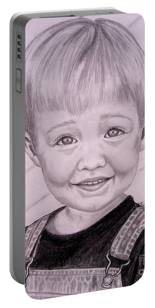 Boy Portable Battery Charger featuring the drawing Brady by Julie Brugh Riffey