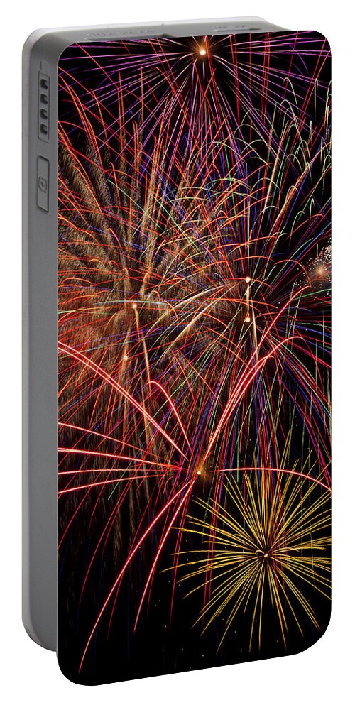 Fireworks 4th Of July Portable Battery Charger featuring the photograph Bright Colorful Fireworks by Garry Gay