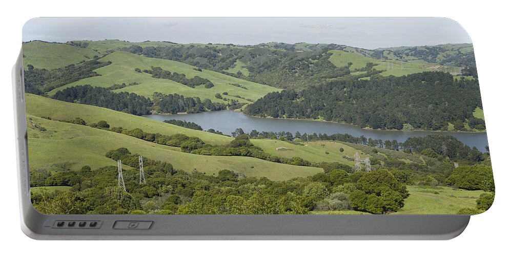 00465770 Portable Battery Charger featuring the photograph Briones Reservoir And Powerlines by Sebastian Kennerknecht