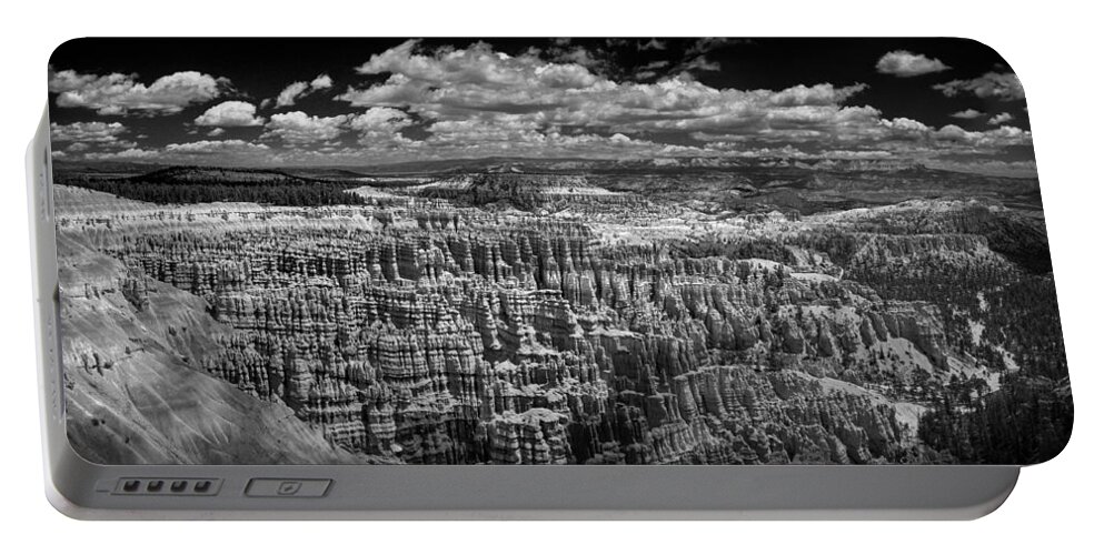 Bryce Portable Battery Charger featuring the photograph Bryce Canyon - Black and White by Larry Carr