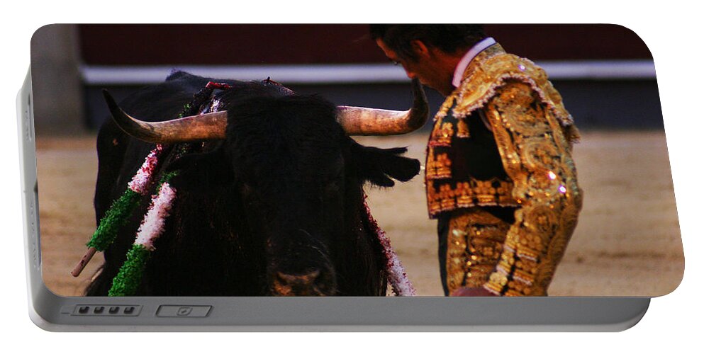 Bullfight Portable Battery Charger featuring the photograph Bullfight Madrid by Benjamin Dahl