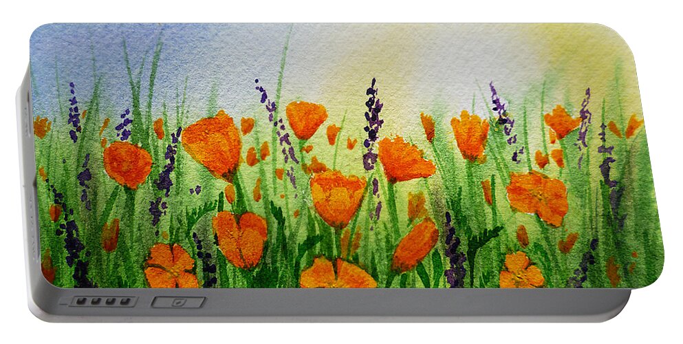 Poppies Portable Battery Charger featuring the painting California Poppies Field by Irina Sztukowski