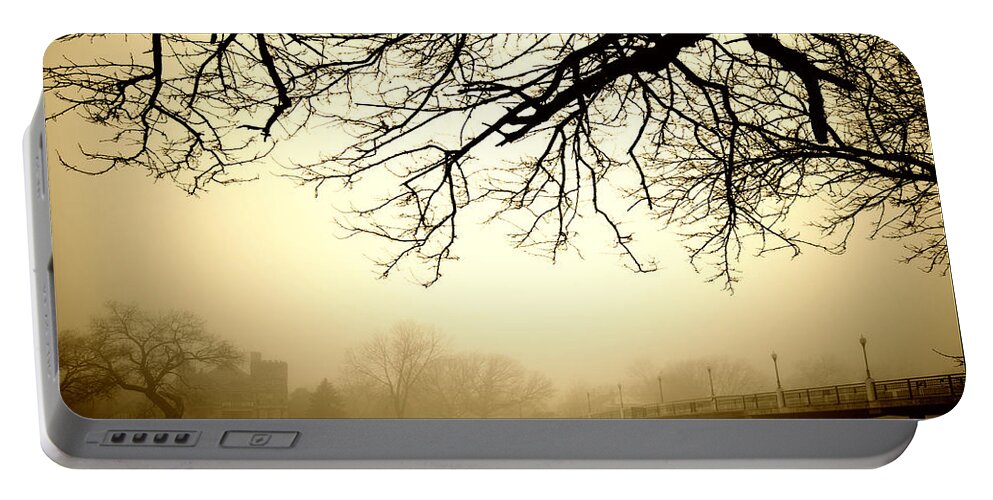 Wichita Portable Battery Charger featuring the photograph Castle in the Fog by Brian Duram