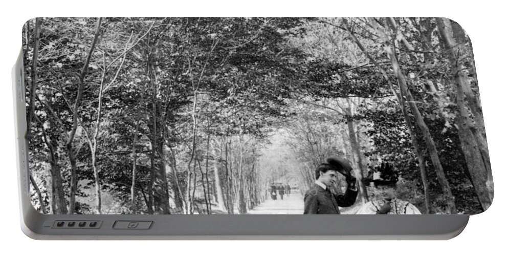 new York City Portable Battery Charger featuring the photograph Central Park - Lovers Lane - New York City - c 1896 by International Images