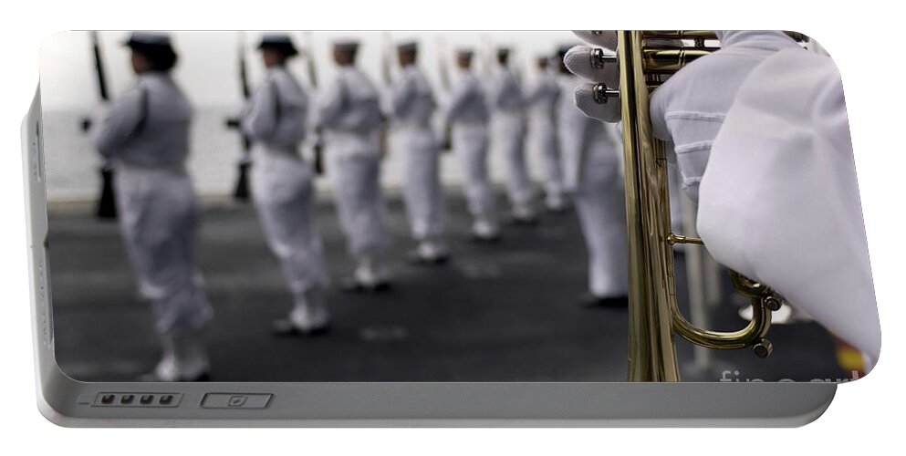 Color Image Portable Battery Charger featuring the photograph Ceremonial Honor Guard Members Stand by Stocktrek Images