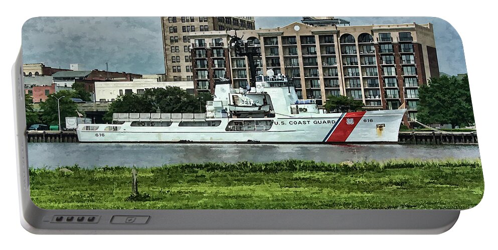 United States Coast Guard Portable Battery Charger featuring the digital art Cgc Diligence Wmec 616 by Tommy Anderson