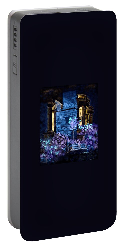 Watercolor Portable Battery Charger featuring the painting Chelsea Row at Night by Paula Ayers