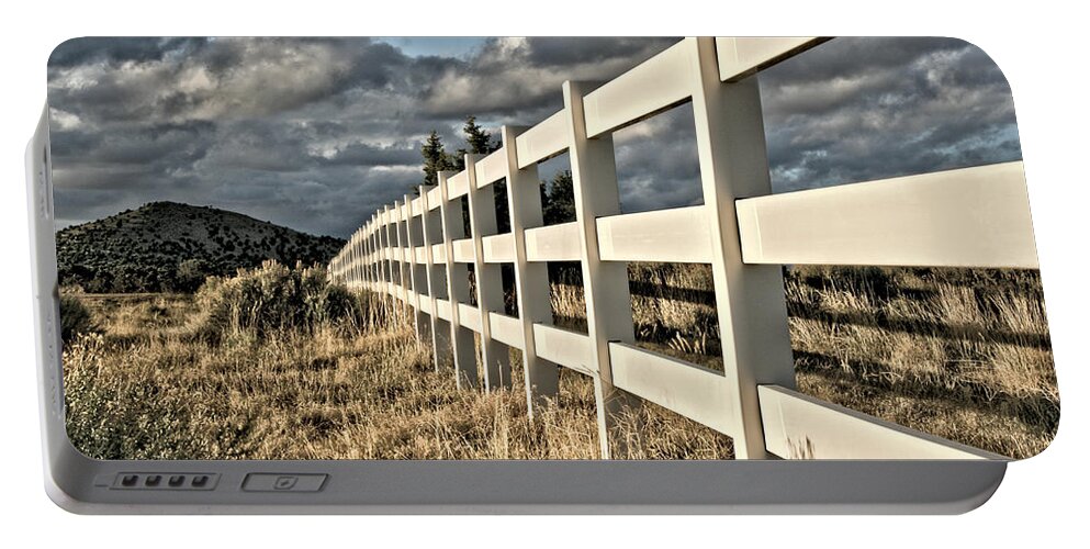 Fence Portable Battery Charger featuring the photograph Choose A Side by Mark Ross