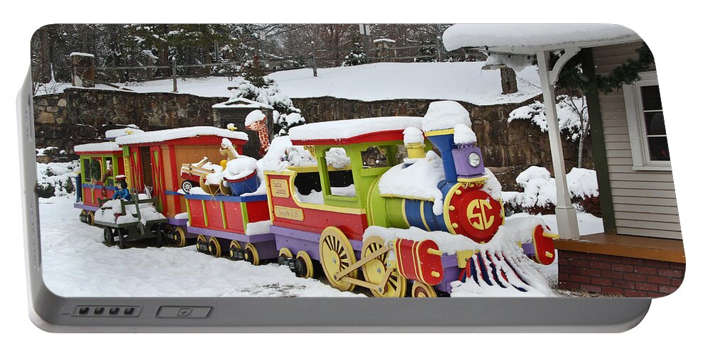 Christmas Portable Battery Charger featuring the photograph Christmas Train by Tom and Pat Cory