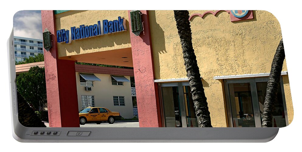 Art Deco District Miami Beach Portable Battery Charger featuring the photograph City National Bank. Miami. FL. USA by Juan Carlos Ferro Duque