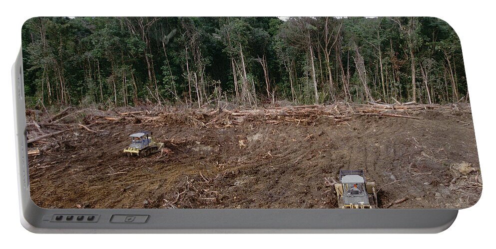 Mp Portable Battery Charger featuring the photograph Clearing Of Tropical Rainforest South by Gerry Ellis
