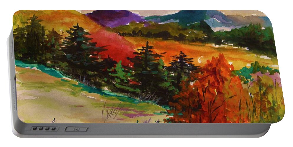 Sky Clearing Portable Battery Charger featuring the painting Clearing Over the Valley by John Williams