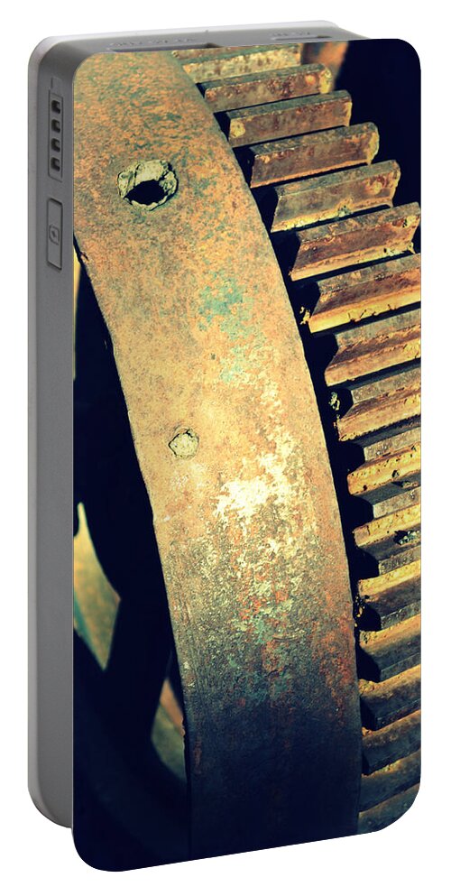 Machinery Portable Battery Charger featuring the photograph cog by Diane montana Jansson