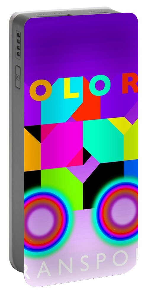Color Portable Battery Charger featuring the painting Color Wheels by Charles Stuart