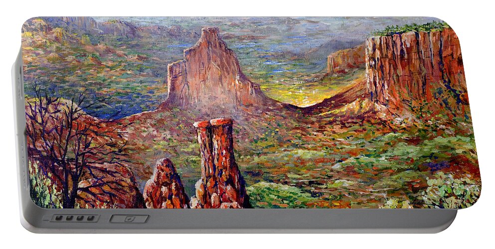 Colorado Portable Battery Charger featuring the painting Colorado National Monument by Lou Ann Bagnall
