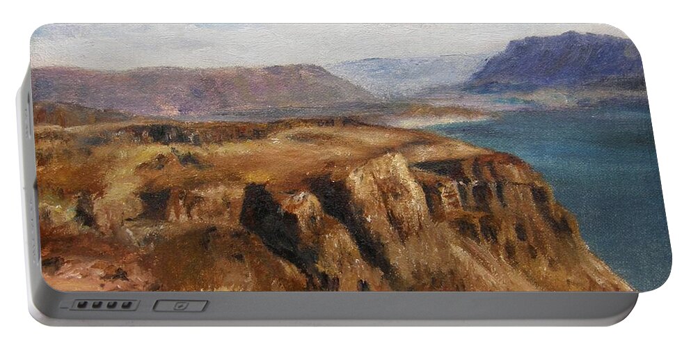 Columbia Portable Battery Charger featuring the painting Columbia River Gorge I by Lori Brackett