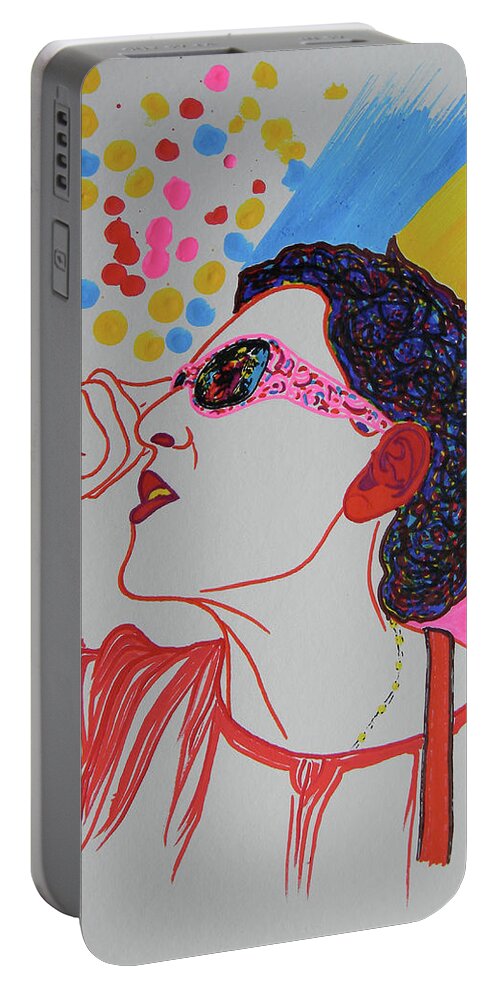 Woman Portable Battery Charger featuring the drawing CoolPic by Marwan George Khoury
