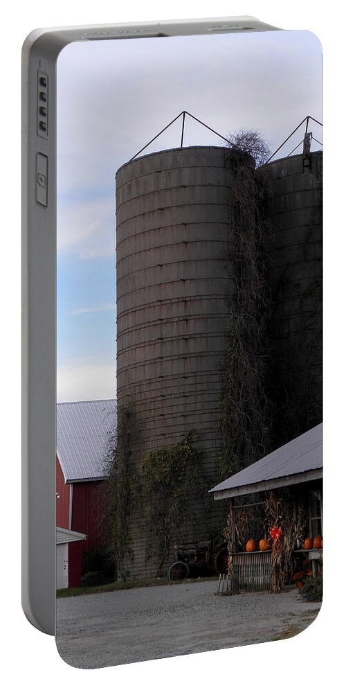 Silo Portable Battery Charger featuring the photograph Country Barn Farm Stand by Kim Galluzzo
