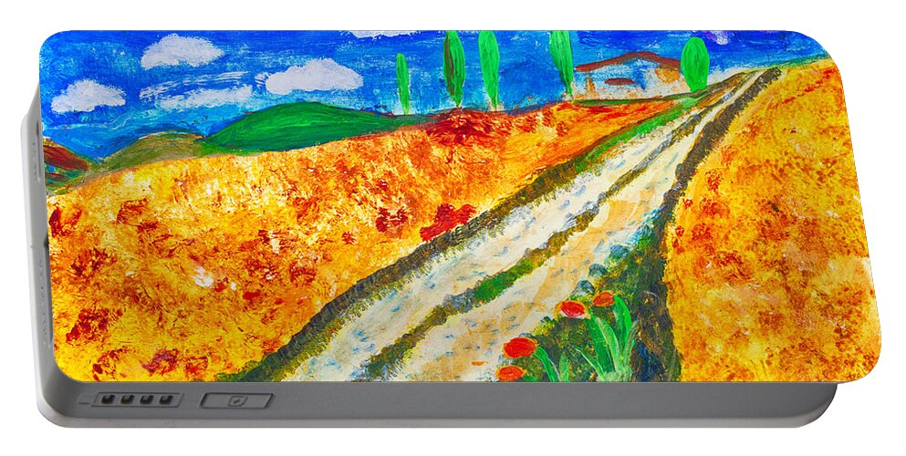Art Portable Battery Charger featuring the painting Country Tracks by Simon Bratt