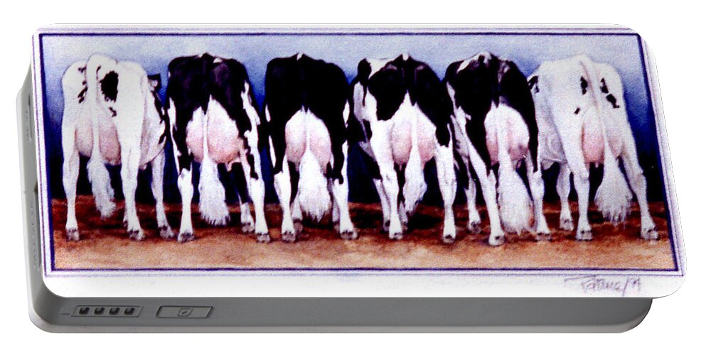 Cow Butts Portable Battery Charger featuring the painting Cow Butts by Patrice Clarkson