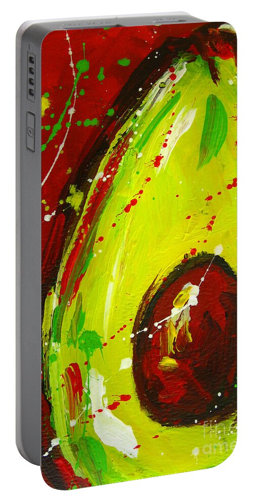 Modern Avocado Art Portable Battery Charger featuring the painting Crazy Avocado 3 - Modern Art by Patricia Awapara