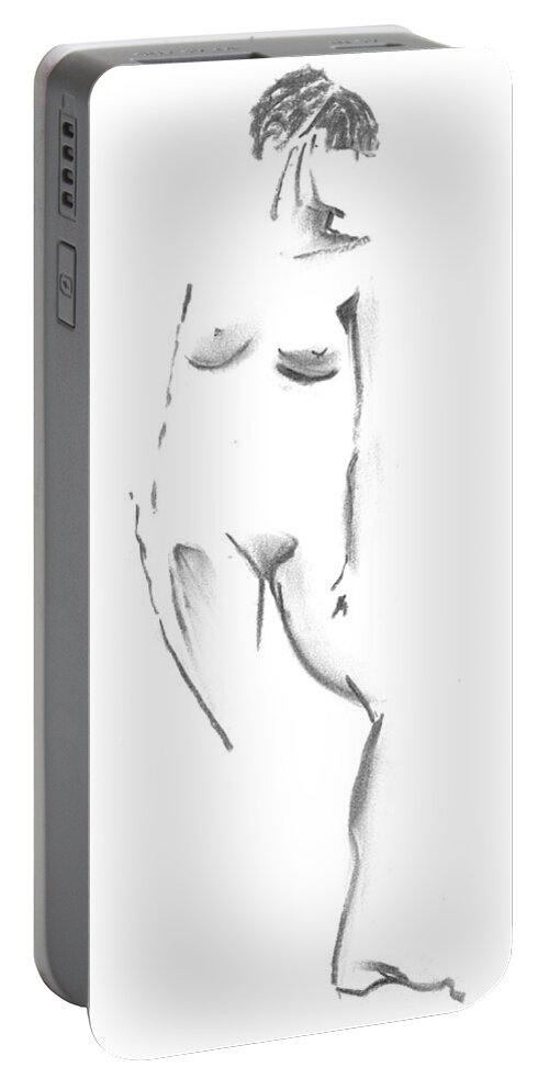 Curved Portable Battery Charger featuring the drawing Curved by Marica Ohlsson