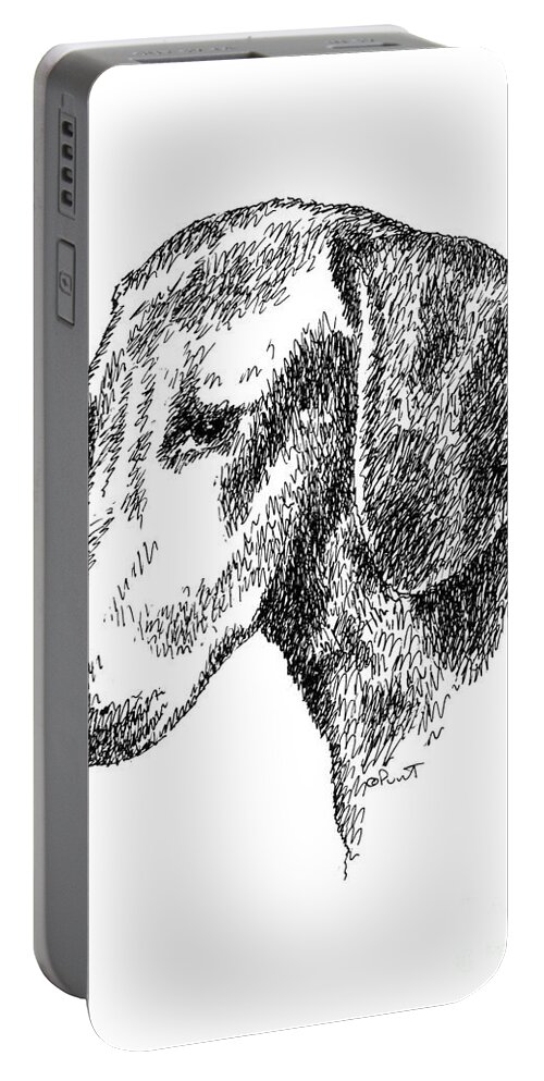 Dachshund Portable Battery Charger featuring the drawing Dachshund-Drawing by Gordon Punt