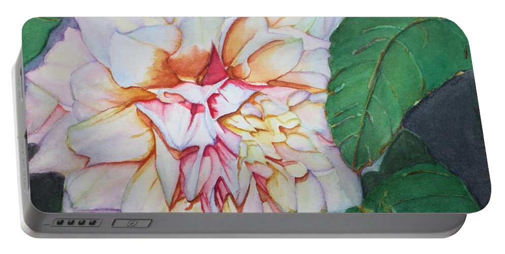 Dahlia Portable Battery Charger featuring the painting Dahlia Beauty by Christiane Kingsley