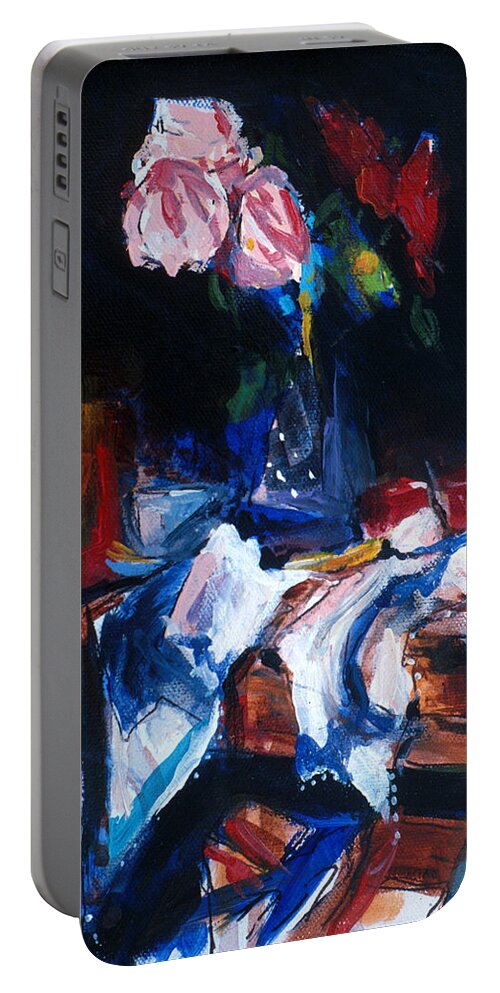 Rose Portable Battery Charger featuring the painting Dark Rose by John Gholson