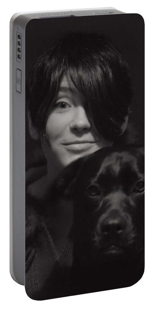 Portrait Portable Battery Charger featuring the photograph Daughter and Dog by Sue Capuano