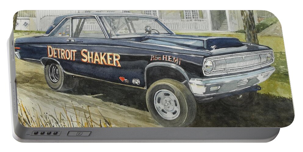 Automobile Portable Battery Charger featuring the painting Detroit Shaker by William Band