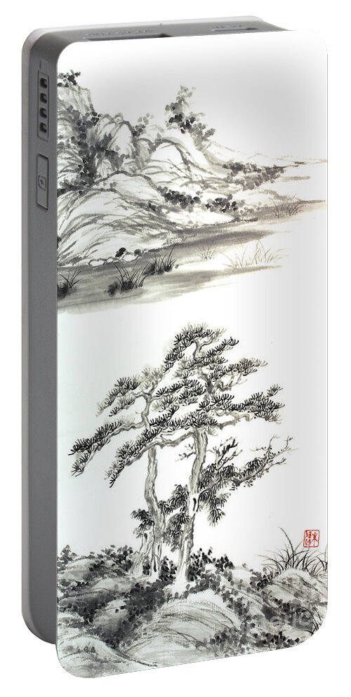 Landscape Portable Battery Charger featuring the painting Distant Lands by Yolanda Koh