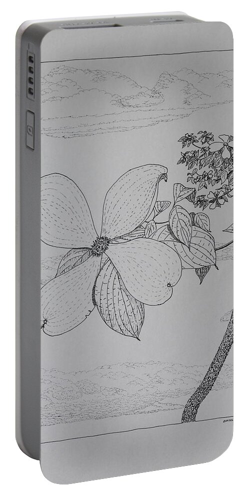 Dogwood Portable Battery Charger featuring the drawing Dogwood by Daniel Reed