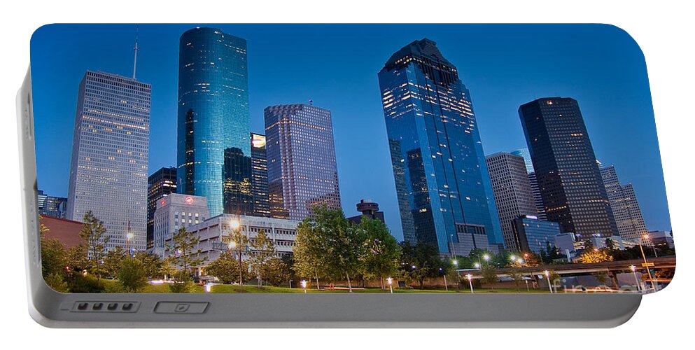 Downtown Portable Battery Charger featuring the photograph Downtown Houston by Olivier Steiner