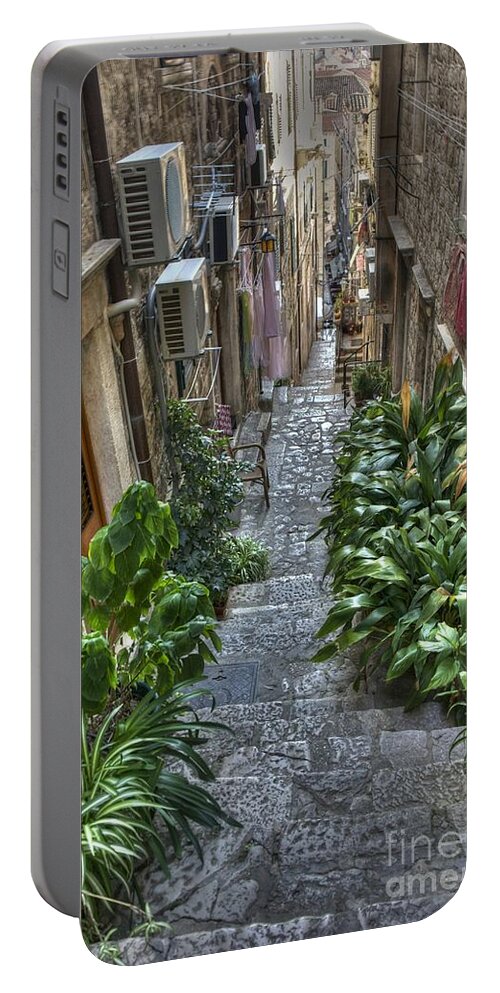 Color Portable Battery Charger featuring the photograph Dubrovnik Stairway by Crystal Nederman