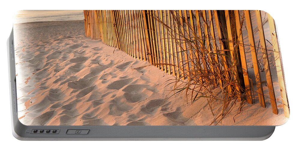 Alone Portable Battery Charger featuring the photograph Dune Fence by Kyle Lee