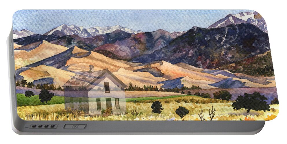 Sand Dunes Portable Battery Charger featuring the painting Dust to Dust Sand Dunes by Anne Gifford