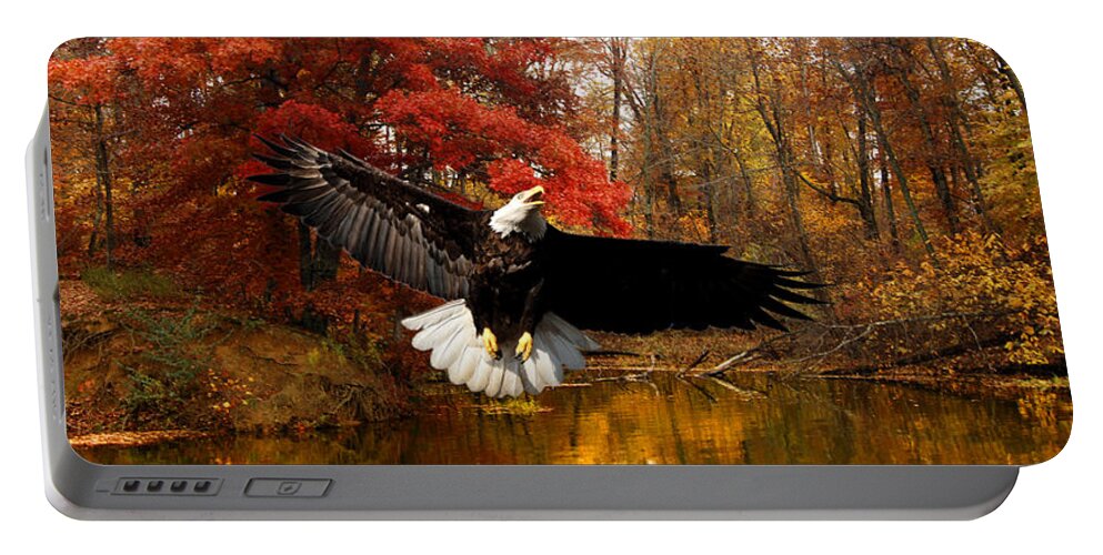 Late October Portable Battery Charger featuring the photograph Eagle in Autumn Splendor by Randall Branham