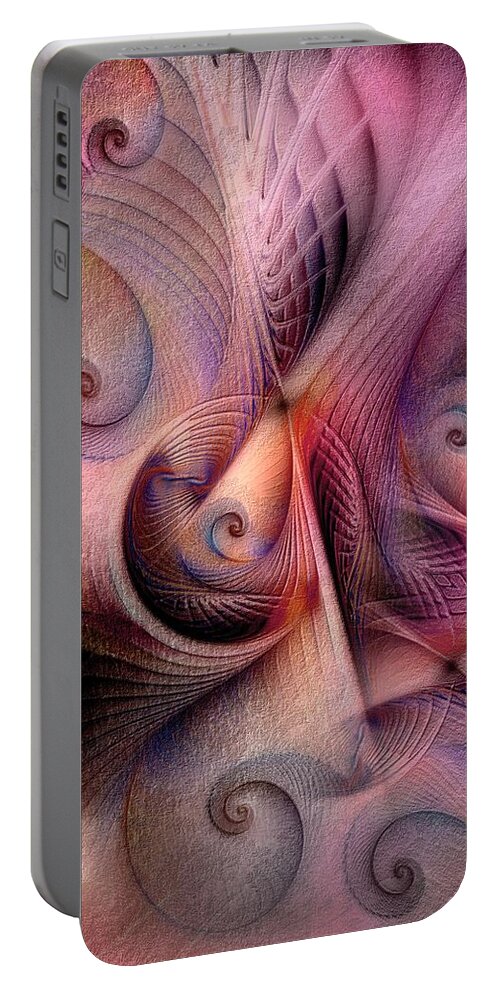 Abstract Portable Battery Charger featuring the digital art Early Influences by Casey Kotas